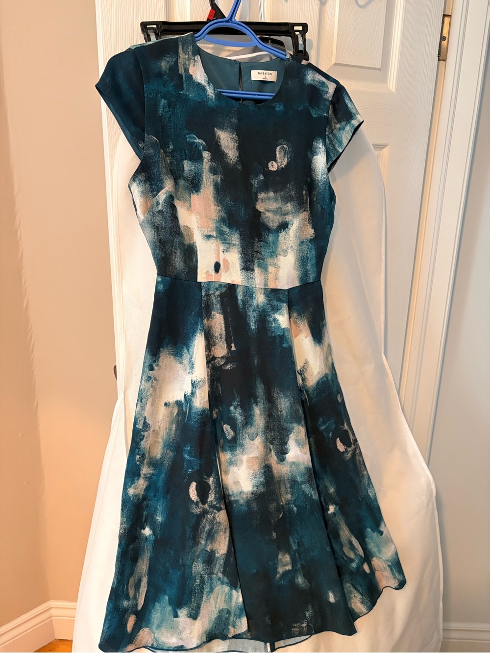 Babaton Teal & Cream Midi Dress
